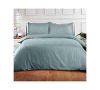 (Duck Egg, Superking) OHS Satin Stripe Quilt Duvet Cover with Pillowcase Set Single Double King