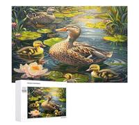 Duck Family 1000 Piece Jigsaw Puzzles Adults Kids Pastoral Scene Jigsaws Afternoon Tea Companion Brainteaser Perfect Holiday Present Home Decor 1000 PCS