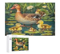 Duck Family 1000 Piece Jigsaw Puzzles Adults Kids Pastoral Scene Jigsaws Family Movie Night Companion Whimsical Colourful Puzzle Home Decor 1000 PCS