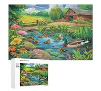 Duck Family 1000Pc Jigsaw Puzzles Adults Kids Pastoral Scene Jigsaws Weekend Parent Child Activity After Work Stress Relief Vibrant Gift Home Decor 1000 PCS