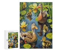 Duck Family 300 Piece Jigsaw Puzzles Adults Kids Pastoral Scene Jigsaws Afternoon Tea Companion Brainteaser Perfect Holiday Present Home Decor 300 PCS