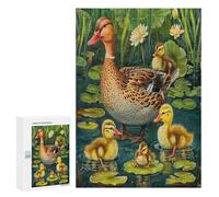 Duck Family 300 Piece Jigsaw Puzzles Adults Kids Pastoral Scene Jigsaws Dining Room Decor Accent Whimsical Challenging Puzzle Stress Relief 300 PCS