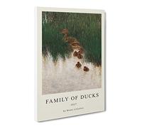 Duck Family By Bruno Liljefors Exhibition Museum Painting Canvas Wall Art Print Ready to Hang, Framed Picture for Living Room Bedroom Home Office Décor, 30x20 Inch (76x50 cm)