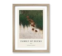 Duck Family By Bruno Liljefors Exhibition Museum Painting Framed Print | A2 Oak Framed Wall Art | Ready to Hang | Modern Animal Picture | Living Room Bedroom Lounge Office