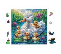 Duck Family in Lotus Pond 100 Piece Complete Premium Jigsaw Puzzle Collectors Mind Relaxation Educational Decorative Puzzle Gifts for Adults Premium Cardboard 28x28cm