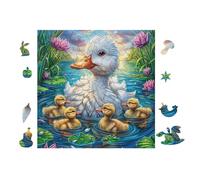 Duck Family in Lotus Pond 100 Pieces Jigsaw Puzzles For Men Educational Decompression Adults Anxiety Memory Care Mothers Valentines Premium Cardboard 28x28cm