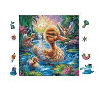 Duck Family in Pond 100 Piece Count Premium Jigsaw Puzzle For Adults Teens 14+ Concentration Training Indoor Game Family Game Night 28x28cm