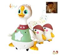 Duck Family Tummy Time Toys - 3 Pack Swinging Ducks, Light Up Crawling Toys for 1 Year Old Boy & Girl - Christmas Stocking Stuffers (1 Big Goose + 2 Ducks)