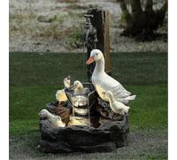 Duck Family Water Fountain compatible with Garden, Solar Powered Outdoor Decor squirrel