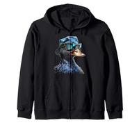 Duck Fanatsy Pixel Animal Art Graphic Motif Duck Zip Hoodie