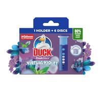 Duck Fresh Discs Toilet Cleaner Starter Kit, Fights Stains That Harbour Germs, Prevents Limescale Build Up, Virtual Violet, 1 Holder + 1 Refill Tube