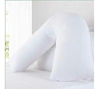Duck Feather & Down V-Pillow with 100% Cotton Casing- Ethically Sourced-Medical Orthopaedic V Shaped Support pillow with free white pillowcase-V shaped/Triangle pillow for Nursing/Pregnancy Support