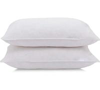 Duck Feather Pillows 2 Pack, Soft 100% Cotton Cover, Firm Support Double Stitched Self-piping Pillow UK Standard Size (48 x 74 cm)