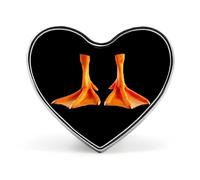Duck Feet Trendy 1″ Metal Badge Heart Form Brooch Pin Tie Decor Clothes Hat Bag Accessory