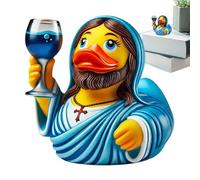 Duck Figurine, 3.5 Inches Resin Jesus Duck for Desktop Decorations, Cute Sculpture with Holiday Design for Kids Adults Baptism Sunday School, Table Ornament Office Living Room Desk