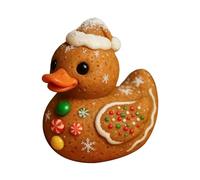 Duck Figurine | Gingerbread Tiny Christmas Ducks - Holiday Tree Candy Cane Texture Cute Animal Desktop Decor for Workplace Party Counter Kids Room Fireplace Bedside