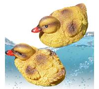 Duck Figurine Set of 2 - Floating Resin Decorations in Black and Yellow, Fake Outdoor Statues for Garden, Pool, Patio, Back Decoration - Weather-resistant Lawn Ornaments
