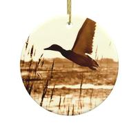 Duck Fly Upon River Christmas ornaments 2.9-inch ceramic hanging ornaments suitable for decorating windowsills fireplaces and bedrooms