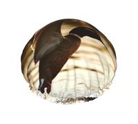 Duck Fly Upon River Double Layer Waterproof Shower Cap For Women, Reusable Bath Hat With Elastic Band, Keep Hair Dry For Shower And Skincare