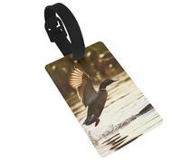 Duck Fly Upon River Luggage Tag PVC Travel Bag Tag with Strap ID Card Label for Suitcase Backpack Carry On Baggage Identifier