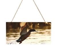 Duck Fly Upon River Rectangular MDF Wood Plaque Wall Art with Full Print and Hanging Rope for Home Wall Decor, Farmhouse Sign for Door, Window or Wall (Multiple Sizes)