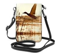 Duck Fly Upon River Small crossbody phone wallet with flip cover, perfect for shopping, travel, and everyday use.