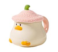 Duck Food Cup - Sweet Duck Food Cup with Hat Lid | Coffee Cups for Animals, 400 ml Ceramic Drinking Cups from Cartoon, Plates with Handle for Children, Christmas and