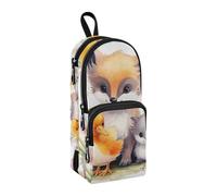 Duck Fox Pencil Case, Big Capacity Pen Bag with Compartment Students Schoolbag Shape Stationery Organizer Pencil Pouch Marker Case for School Office Work