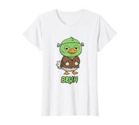 Duck Frankenstein Bruh Halloween Value Graphic T-Shirt, Women, White, S