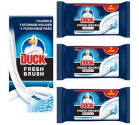 Duck Fresh Brush Toilet Cleaner Refills -Flushable Pads | Disposable Toilet Cleaning Refill Heads | Stain & Odour Removal | Brush & Flush System | Fresh Scent Bathroom Cleaner Pads (24-2x12 + Kit)