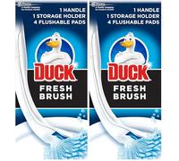 Duck Fresh Brush with Holder, Toilet Bowl Cleaner Starter Kit, 1 Handle + 4 Refills (Pack of 2)