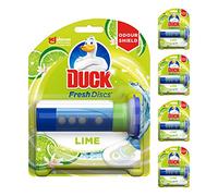 Duck Fresh Disc Toilet Cleaner Starter Pack, Toilet Bowl Sanitiser & Descaler, Lime, 36 ml, Pack of 5