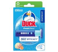 Duck Fresh Disc Toilet Cleaner Starter Pack, Toilet Bowl Sanitiser & Descaler, Marine, 36 ml