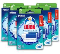 Duck Fresh Discs Blue Toilet Cleaner Refill Twin Pack, Long-lasting Gel Toilet Bowl Cleaner, Fights Stains & Limescale, Azure Lagoon Fragrance, Pack of 5 (Total of 10 x Refill Tubes)