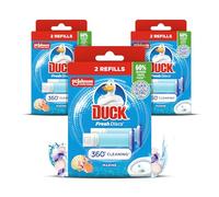 Duck Fresh Discs Toilet Cleaner Refill Twin Pack, Fights Stains That Harbour Germs, Prevents Limescale Build Up, Marine Fragrance, Pack of 3 (Total of 6 Refill Tubes)