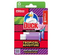 Duck Fresh Discs Toilet Cleaner Refill Twin Pack, Fights Stains That Harbour Germs, Prevents Limescale Build Up, Tropical Adventure, Pack of 1 (Total of 2 Refill Tubes)