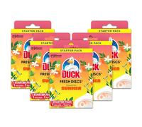 Duck Fresh Discs Toilet Cleaner Starter Kit, Fights Stains That Harbour Germs, Prevents Limescale Build Up, Tropical Summer, Pack of 5 (Each Kit contains 1 Holder + 1 Refill Tube)