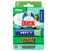 Duck Fresh Discs Toilet Cleaner Starter Kit, Fights Stains That Harbour Germs, Prevents Limescale Build Up, Garden Escape, 1 Holder + 1 Refill Tube