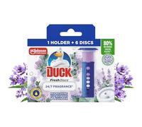Duck Fresh Discs Toilet Cleaner Starter Kit, Fights Stains That Harbour Germs, Prevents Limescale Build Up, Eucalyptus & Lavender, 1 Holder + 1 Refill Tube