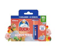 Duck Fresh Discs Toilet Cleaner Starter Kit, Fights Stains That Harbour Germs, Prevents Limescale Build Up, Mango Verse, Pack of 5 (Each Kit contains 1 Holder + 1 Refill Tube)