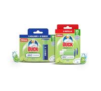 Duck Fresh Discs Toilet Cleaner Starter Kit & Refill Twin Pack, Fights Stains That Harbour Germs, Prevents Limescale Build Up, Lime Fragrance (Contains 1 x Holder + 3 x Refill Tubes)