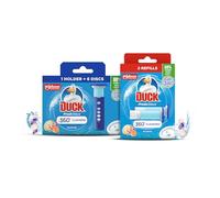 Duck Fresh Discs Toilet Cleaner Starter Kits, Fights Stains That Harbour Germs, Prevents Limescale Build Up, Marine, Starter Kit (1 Holder + 3 Refill Tubes)