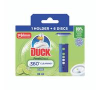 Duck Fresh Discs Toilet Cleaner Starter Kit, Fights Stains That Harbour Germs, Prevents Limescale Build Up, Lime, Pack of 5 (Each Kit contains 1 Holder + 1 Refill Tube)