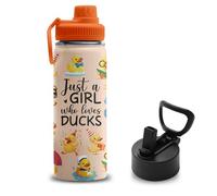Duck Gifts for Girls, 18 oz Stainless Steel Water Bottles with 2 Lids