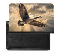 Duck Goose Flying Skies Mount Passport Holder Cover Wallet Card Case with Vaccine Card Slot Travel Accessories for Women Men