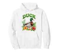 Duck Groovy Floral Duck Watercolor Boho Duck Pullover Hoodie