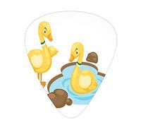 Duck Guitar Picks Picks 12 Pack with Thin Box,Funny Cartoon Illustration of Two Ducks in a Pond Composition,Special Guitar Plectrums Gift Set for Guitarist,Mustard Umber and Pale Blue