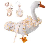 Duck Harness & Diapers with Leash Rope - 2pcs Set Adjustable Reusable Waterproof Leak-Proof Nappy Cute Print Poultry Cloth for Indoor Outdoor Use Goose Hen Chicken (M)