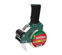 Duck HD Clear Packing Tape Dispenser Foam Pistol Grip + 1 Roll 48mm x 45m, Heavy Duty Packaging Tape Strong for Moving House, Packing Parcels, Cardboard Boxes & Carton Packaging Tape