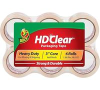 Duck HD Clear Packing Tape | Parcel Tape 6 Rolls 48 mm x 50 m, Heavy Duty Packaging Tape Strong for Moving House, Packing Parcels, Cardboard Boxes & Carton Packaging Tape